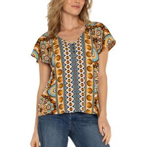 LIVERPOOL Multicolored Sz Medium Casual or Dress OCEAN JASPER Boho Raglan Shirt